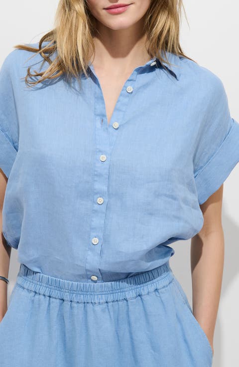 Maddie Linen Short Sleeve Button-Up Shirt