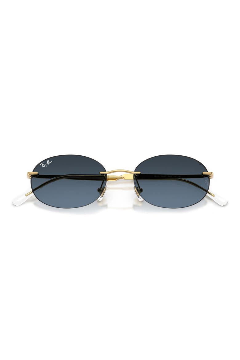 54mm Gradient Rimless Oval Sunglasses, Alternate, color, ARISTA / BLUE GRADIENT GREY