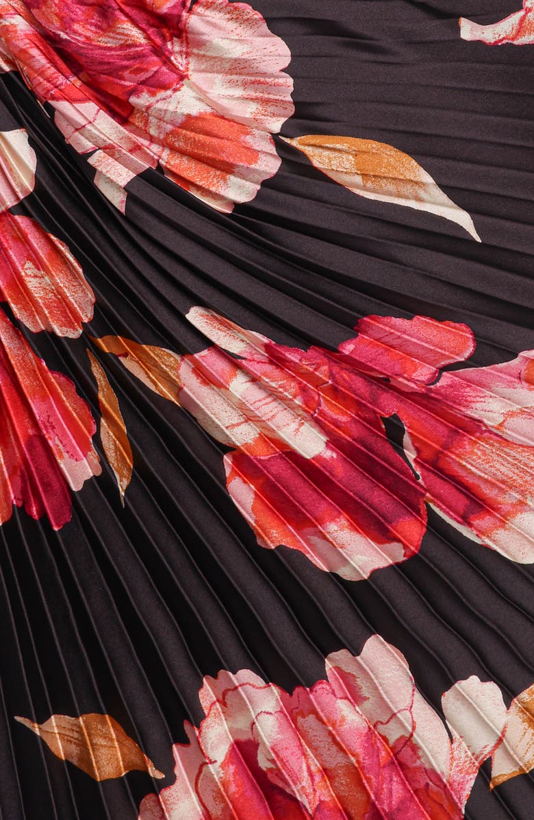 Petal & Pup Kleo Floral Pleated One-Shoulder Satin Cocktail Dress, Alternate, color, Midnight Orchid