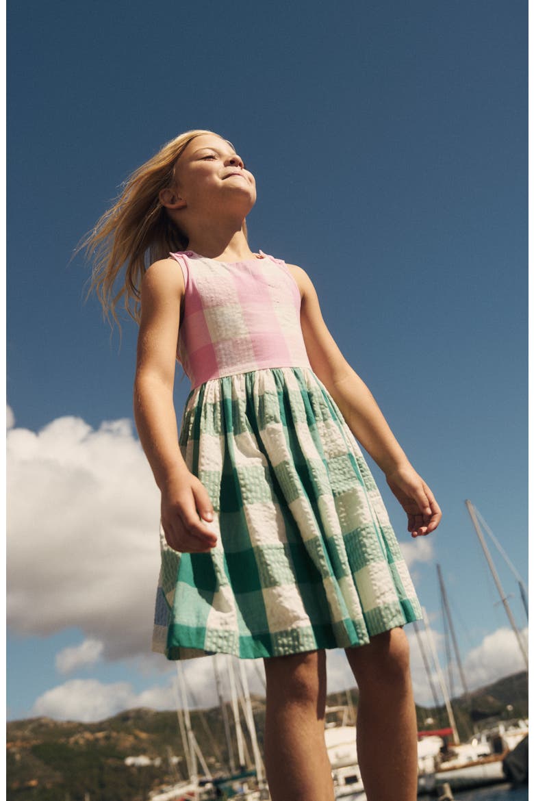 Kids' Harper Colorblock Plaid Cross Back Cotton Sundress, Alternate, color, GINGHAM HOTCHPOTCH