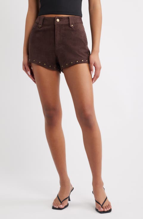 Studded Faux Suede Shorts