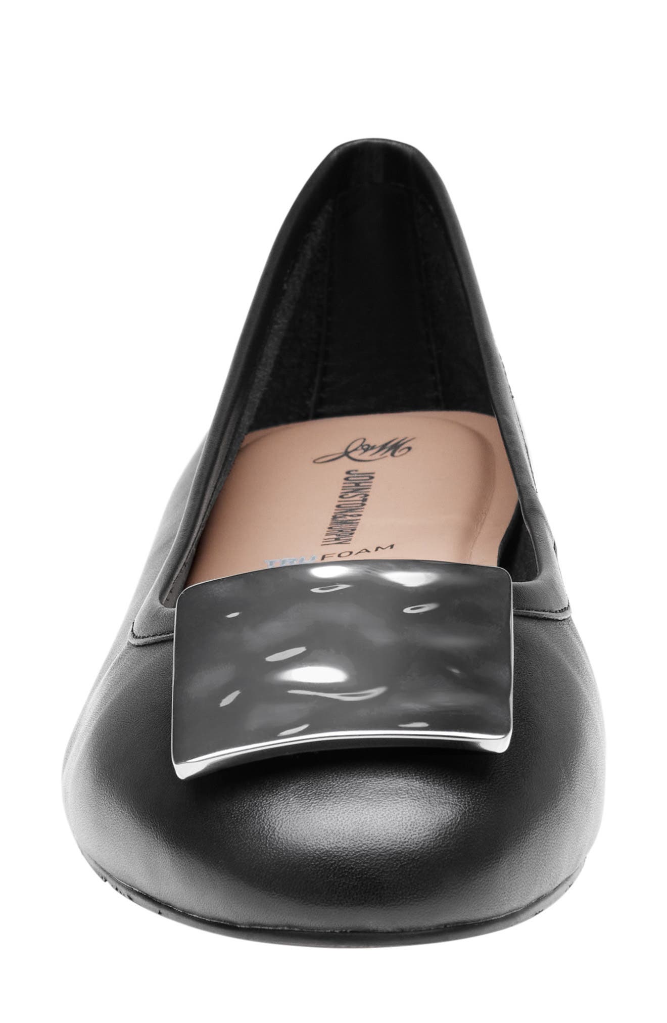 Claire Ornamental Flat, Alternate, color, BLACK NAPPA LEATHER
