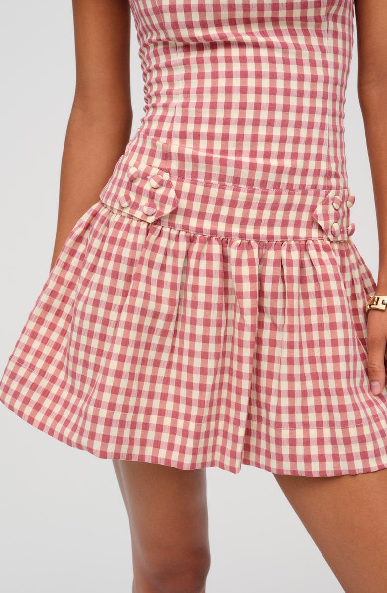 For Love & Lemons Georgia Gingham Short Sleeve Minidrss, Alternate, color, Mauve
