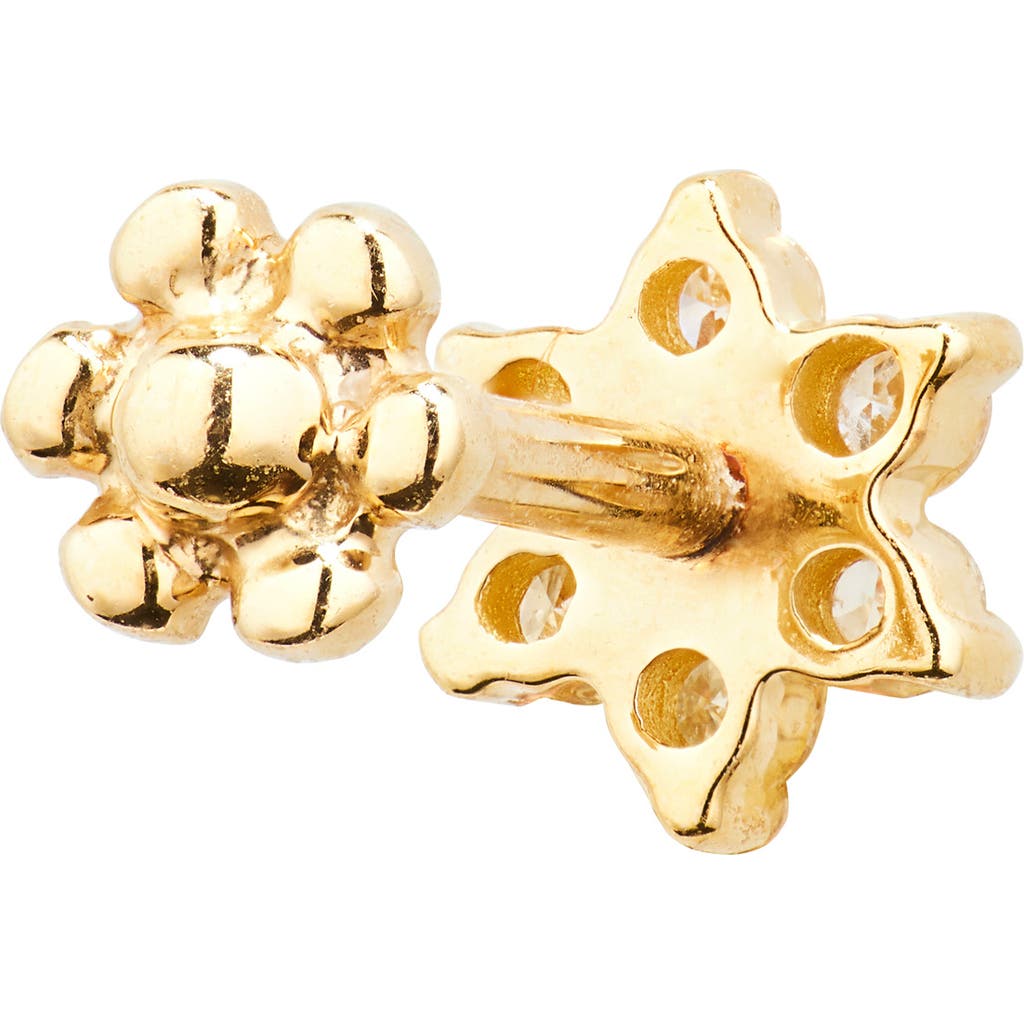 Maria Tash Diamond Flower Threaded Stud Earring In Yellow Gold