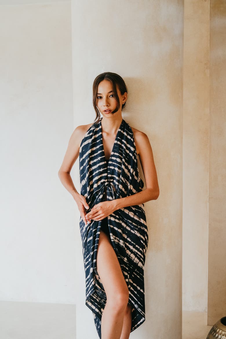 Beach Hand-Dyed Sarong, Alternate, color, Black