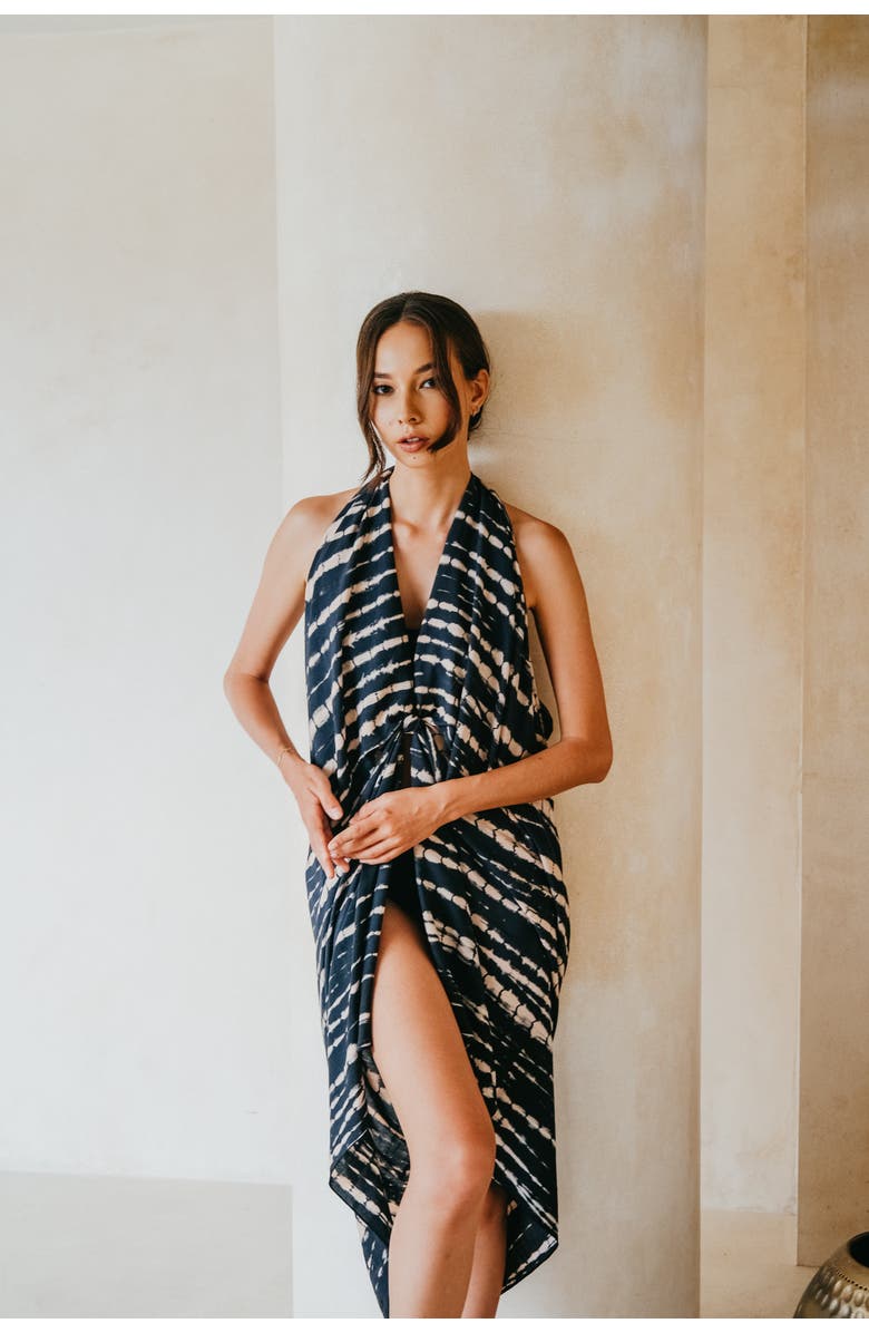 PINK HALEY Beach Hand-Dyed Sarong, Alternate, color, Black