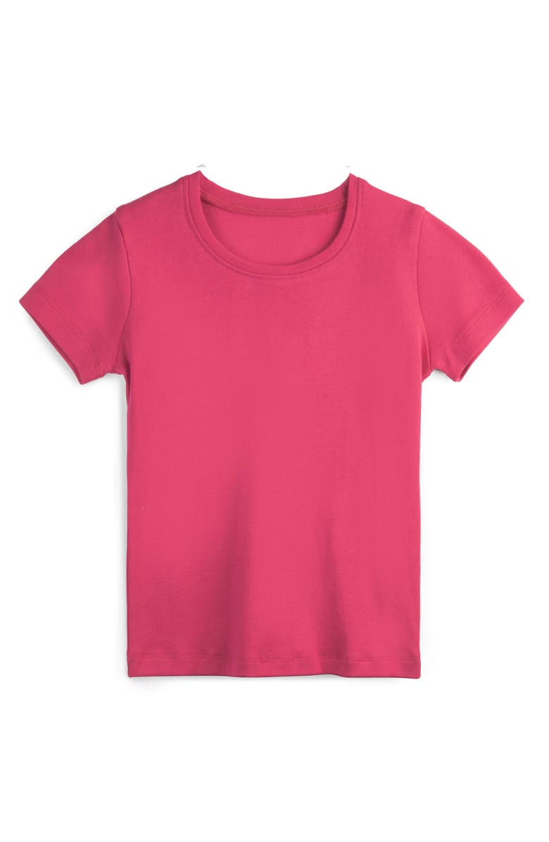 Mightly Organic Cotton Short Sleeve Ribbed Scoop Neck Tee, Main, color, Begonia
