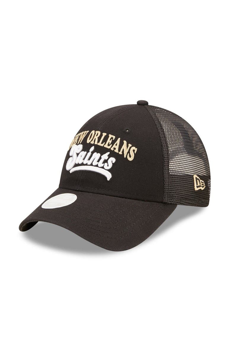 Women's New Era   Black New Orleans Saints Team Trucker 9FORTY Snapback Hat, Main, color, Black