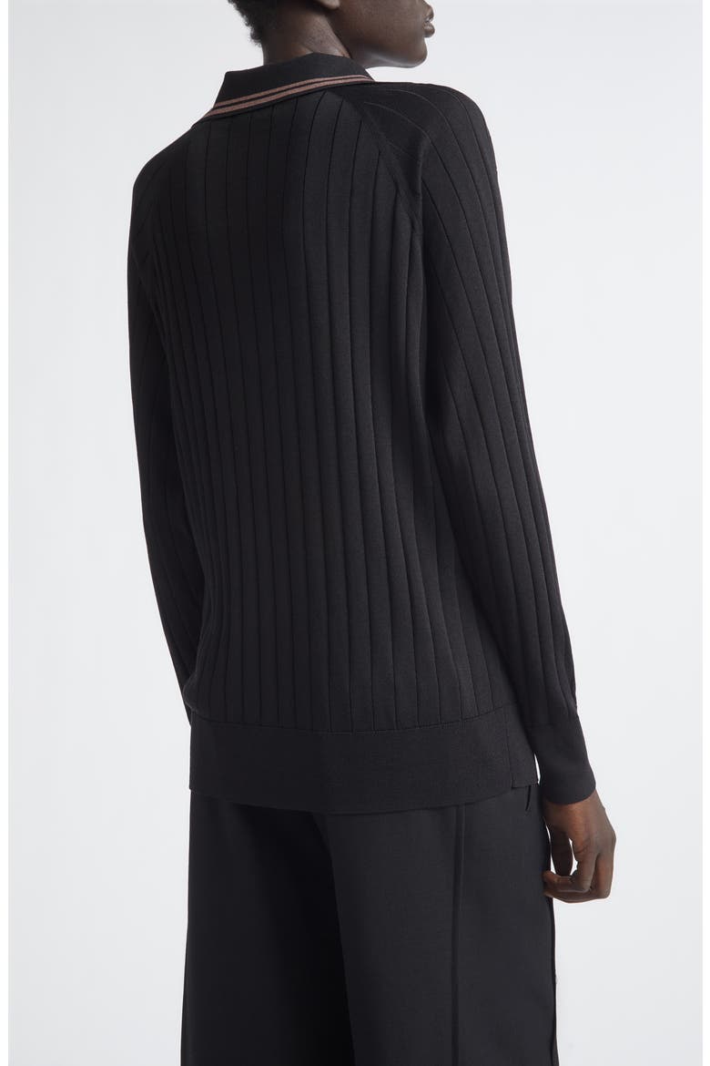 Roots Long Sleeve Rib Polo, Alternate, color, BLACK