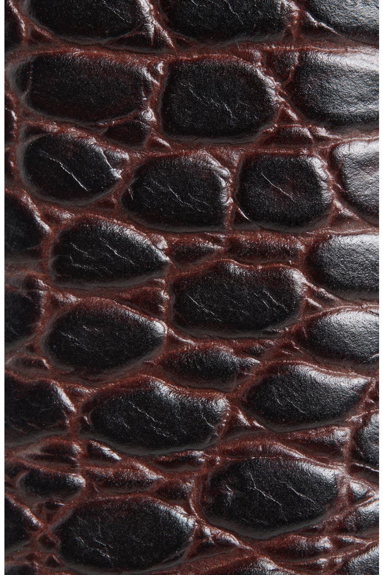 Croc Embossed Leather Belt, Alternate, color, BROWN