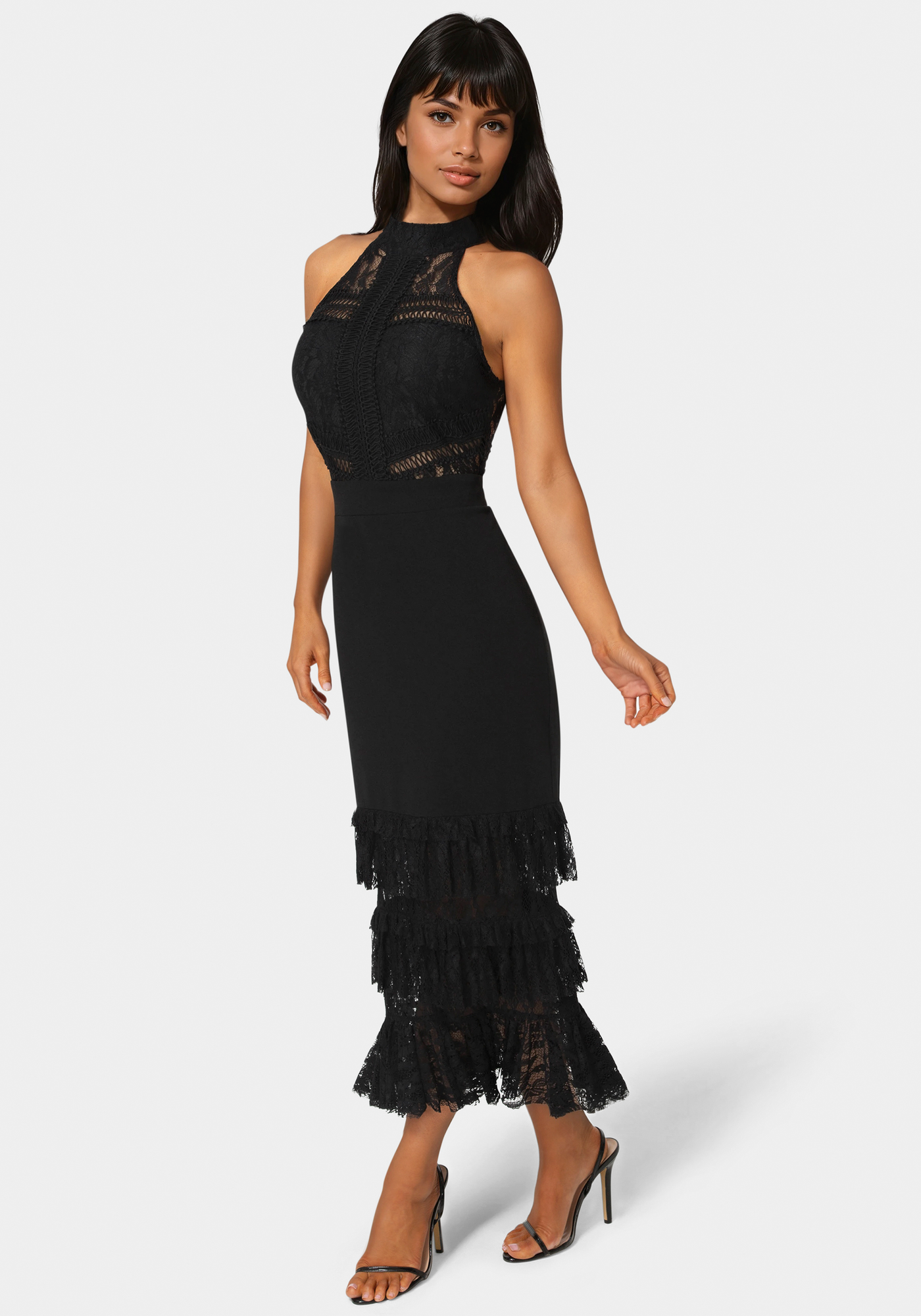 Halter Tiered Lace Midi Dress - image 2
