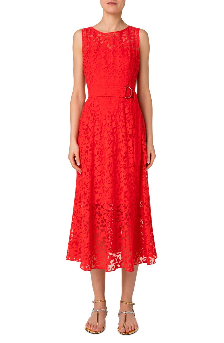 Akris punto Sleeveless Lace Organza Dress, Main, color, 