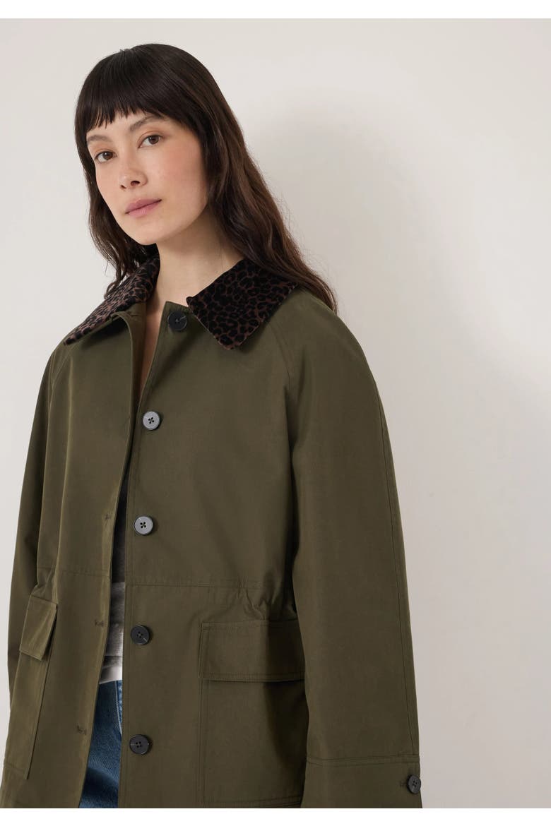 Leopard Collar Barn Jacket, Alternate, color, Khaki Green