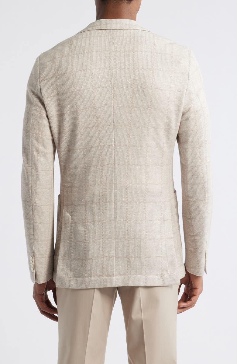 BOSS Hanry Slim Fit Windowpane Check Linen & Cotton Blend Knit Sport Coat, Alternate, color, Open White