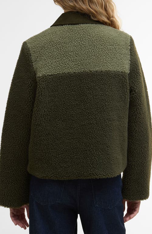 Barbour Malena Faux Shearling Fleece Crop Jacket In Green