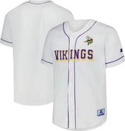 STARTER Men's Starter  White Minnesota Vikings Relay Full-Button Baseball Jersey