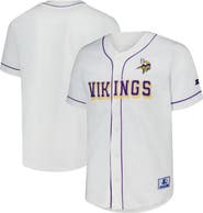 STARTER Men's Starter White Minnesota Vikings Relay Full-Button Baseball Jersey