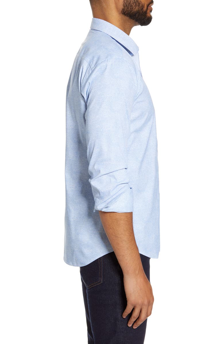 Bugatchi Shaped Fit Button-Up Performance Shirt, Alternate, color, Sky