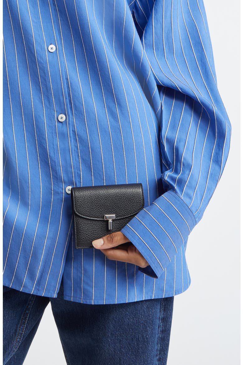 T-Lock Leather Card Holder, Alternate, color, BLACK
