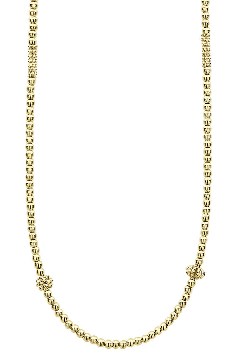 18K Gold Caviar Bead Station Chain Necklace, Main, color, GOLD