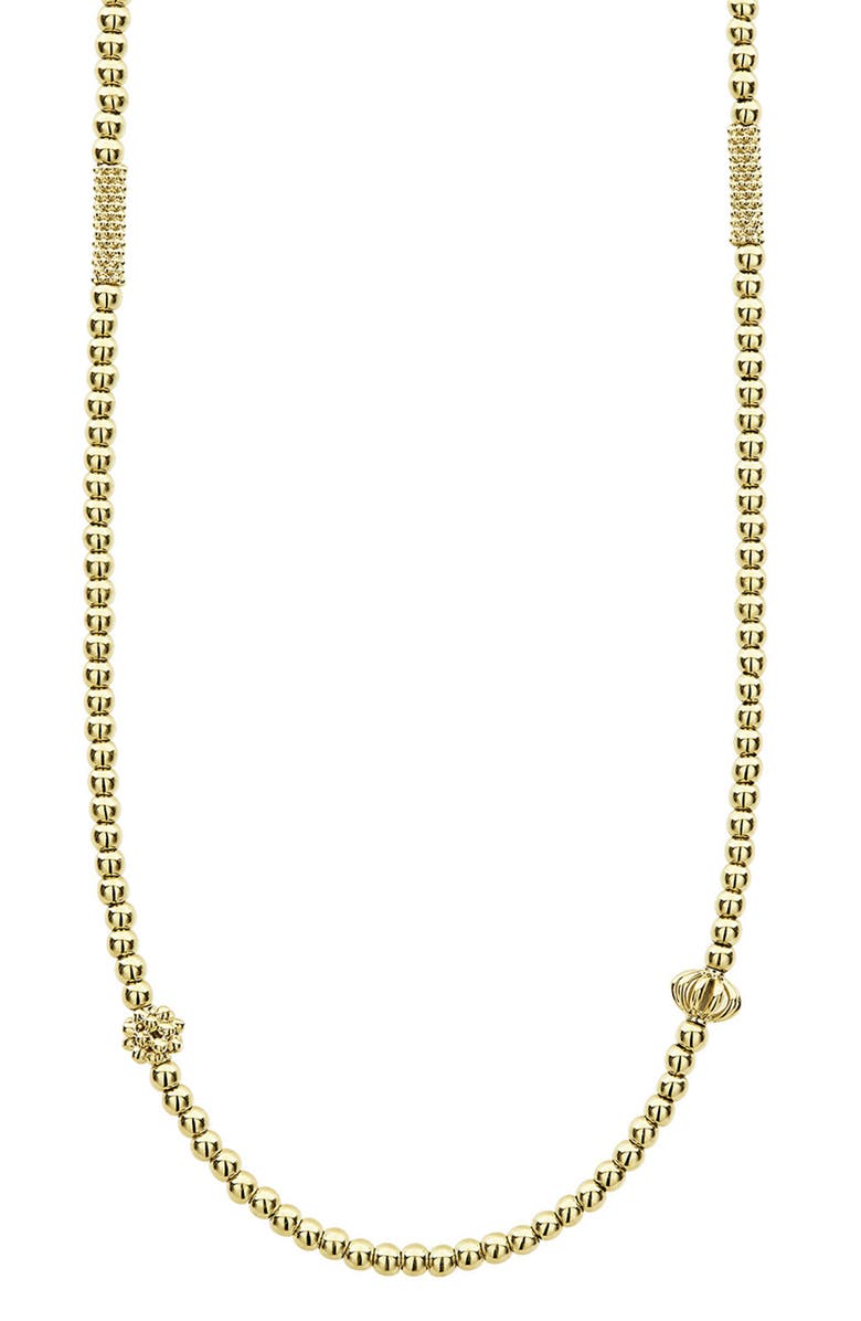LAGOS 18K Gold Caviar Bead Station Chain Necklace, Main, color, 