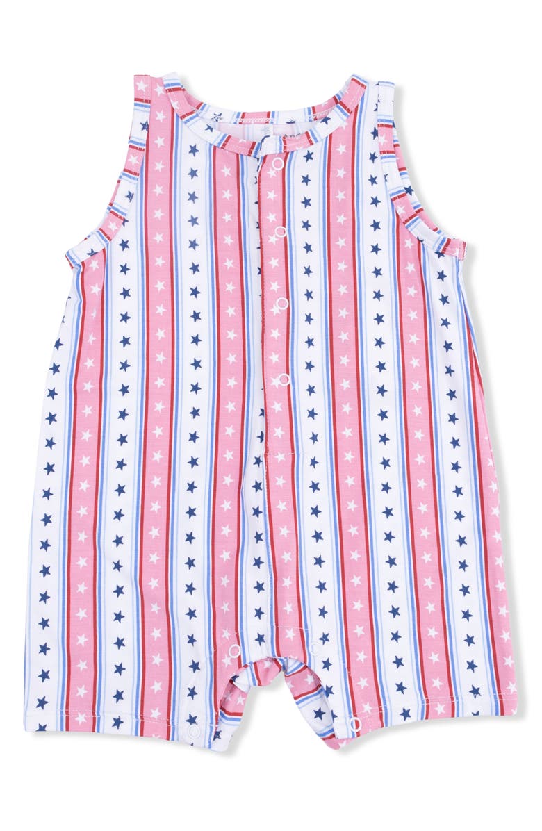 Angel Dear Stars & Stripes Cotton Sleeveless Romper, Main, color, Red White Blue