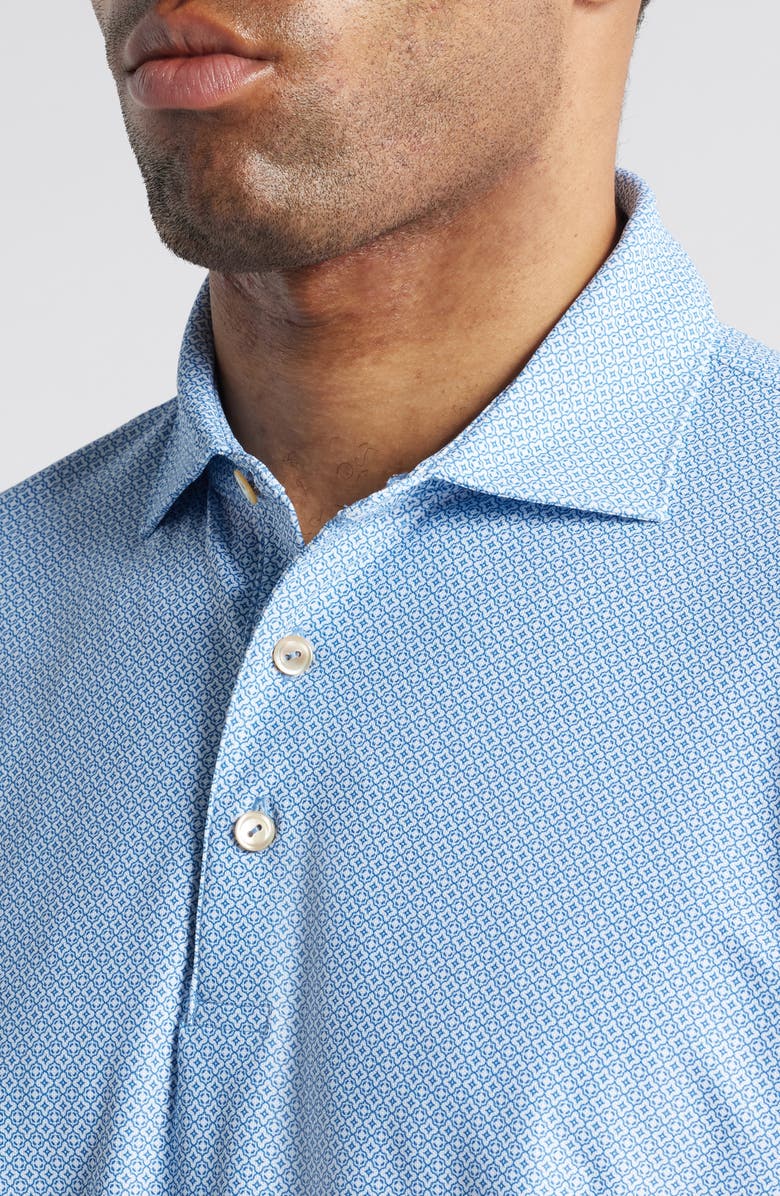 Peter Millar Galiza Medallion Print Performance Mesh Polo, Alternate, color, Sailor Blue