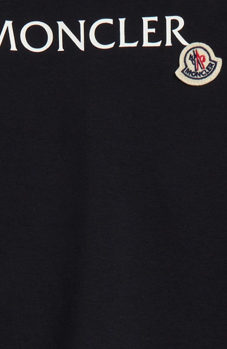 Moncler Stretch Cotton Fleece Romper, Alternate, color, Navy