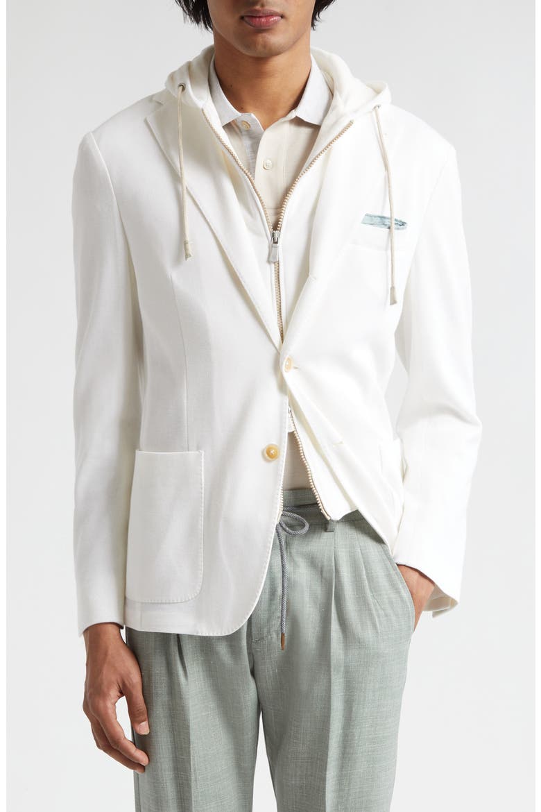 Cotton & Cashmere Sport Coat with Removable Hooded Bib, Main, color, 01 WHITE