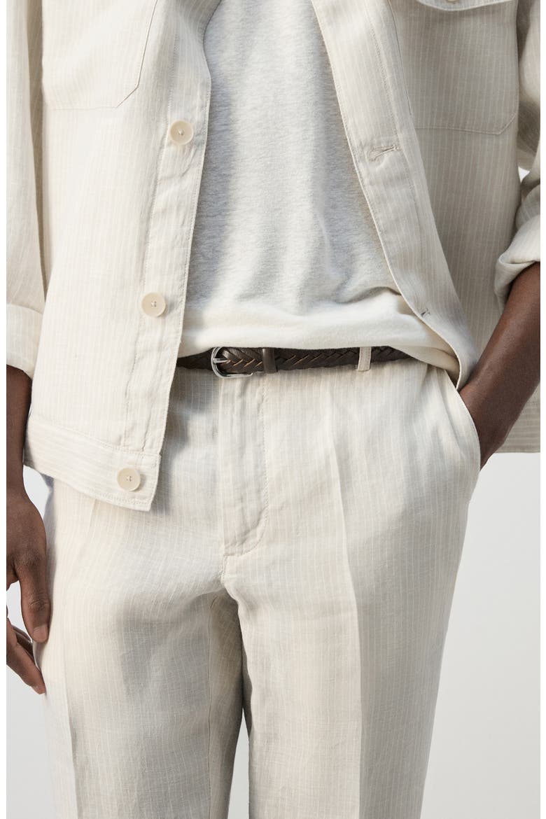 Textured Stripe Linen Pants, Alternate, color, ECRU