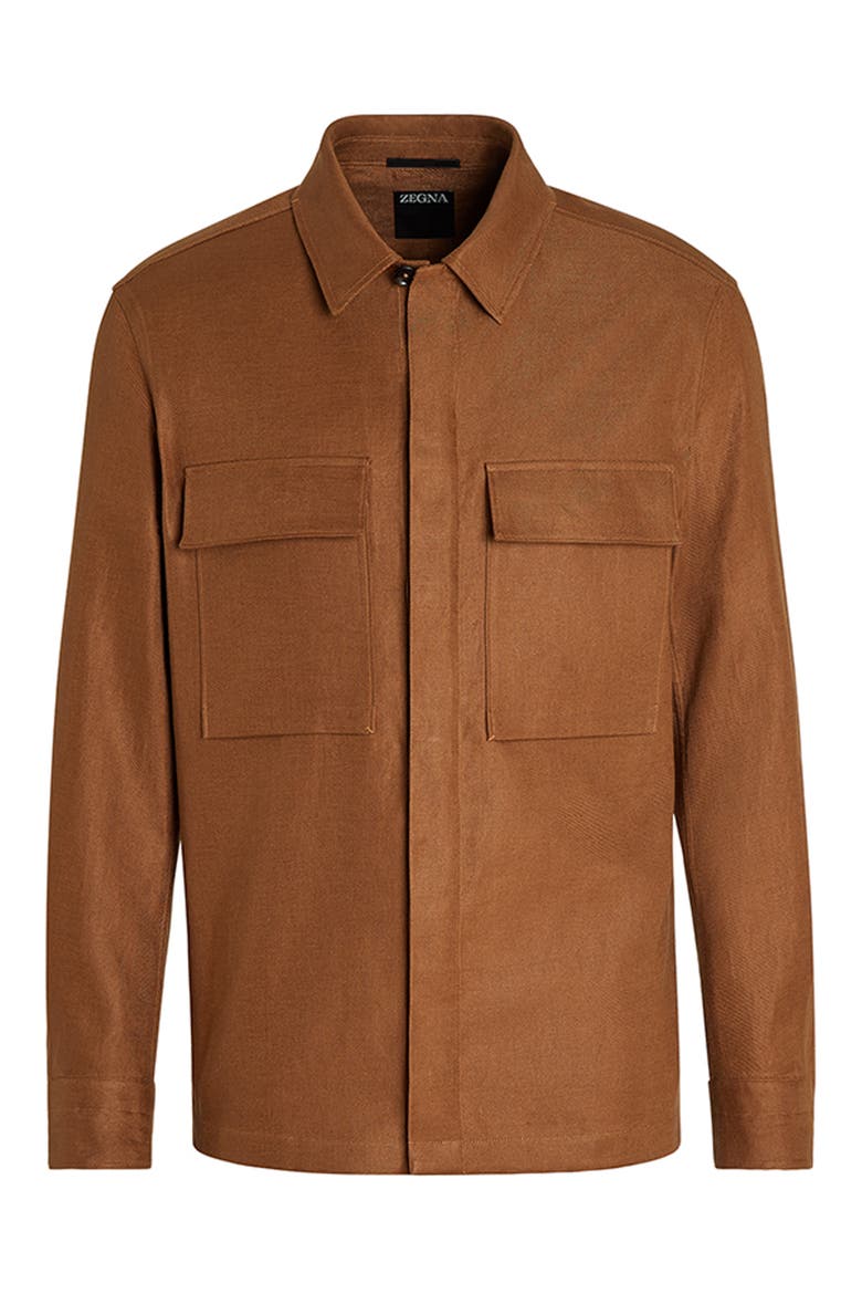 Double Layer Linen Twill Overshirt, Alternate, color, VICUNA