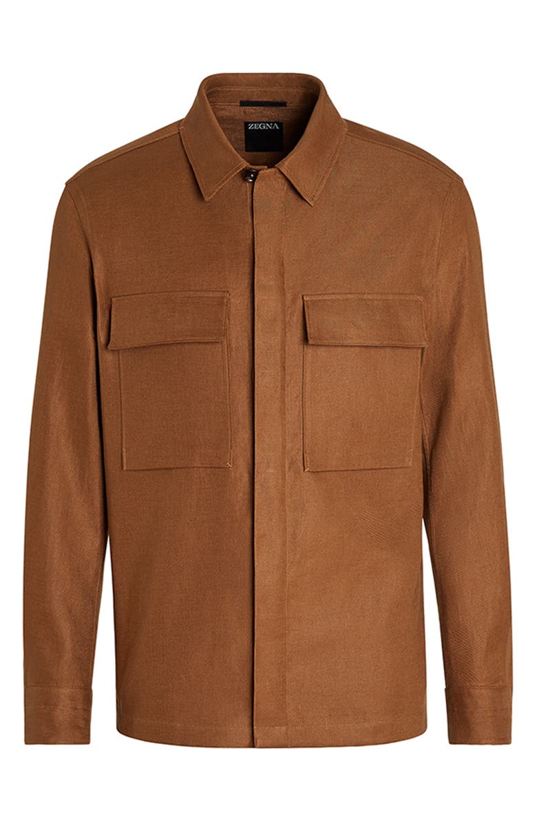 ZEGNA Double Layer Linen Twill Overshirt, Alternate, color, 