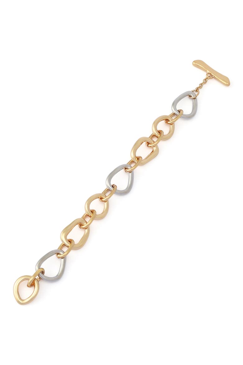 Link Toggle Bracelet, Alternate, color, TWO TONE GOLD