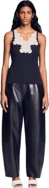 SANDRO Ribbed vest top with lace
