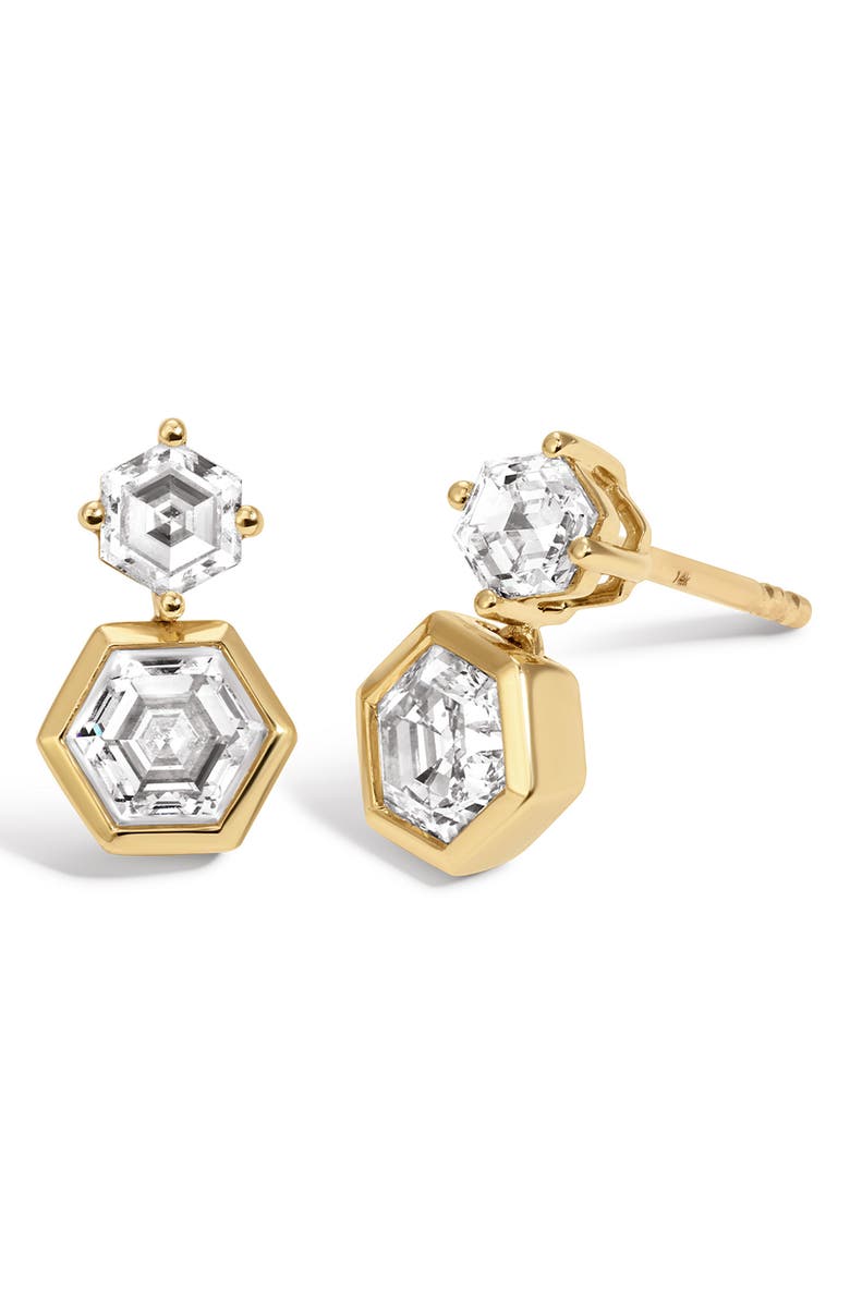 Adina Reyter Lab Grown Diamond Hexagon Drop Earrings, Main, color, 14K Yellow Gold