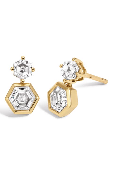 Lab Grown Diamond Hexagon Drop Earrings