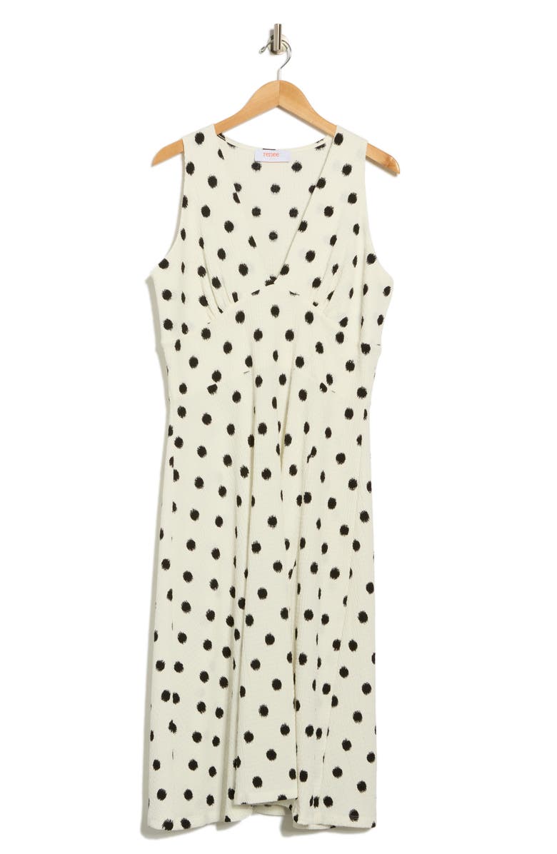 Renee C Polka Dot Sleeveless Fit & Flare Midi Dress, Alternate, color, White/ Black