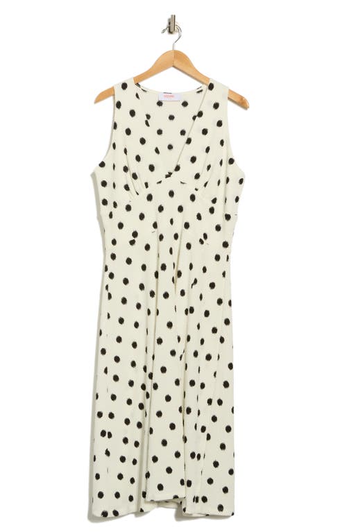 Renee C Polka Dot Sleeveless Fit & Flare Midi Dress In Gold