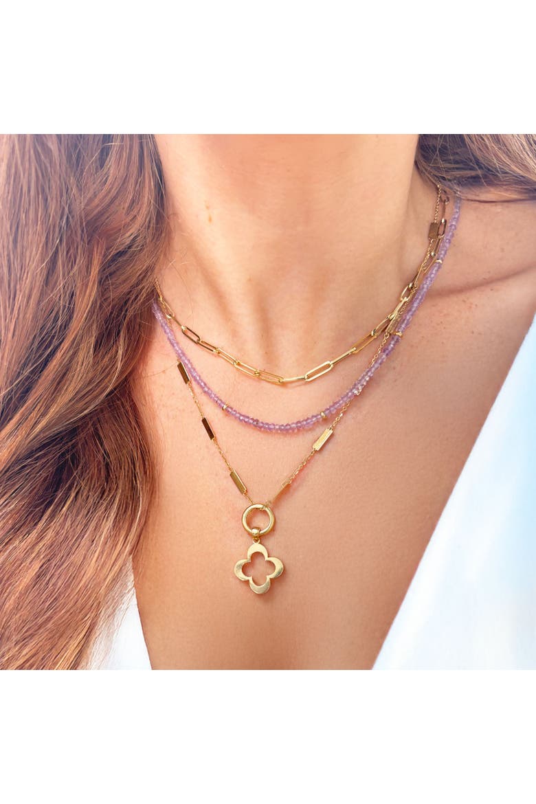 Pink Amethyst Bead Necklace, Alternate, color, Pink Amethyst