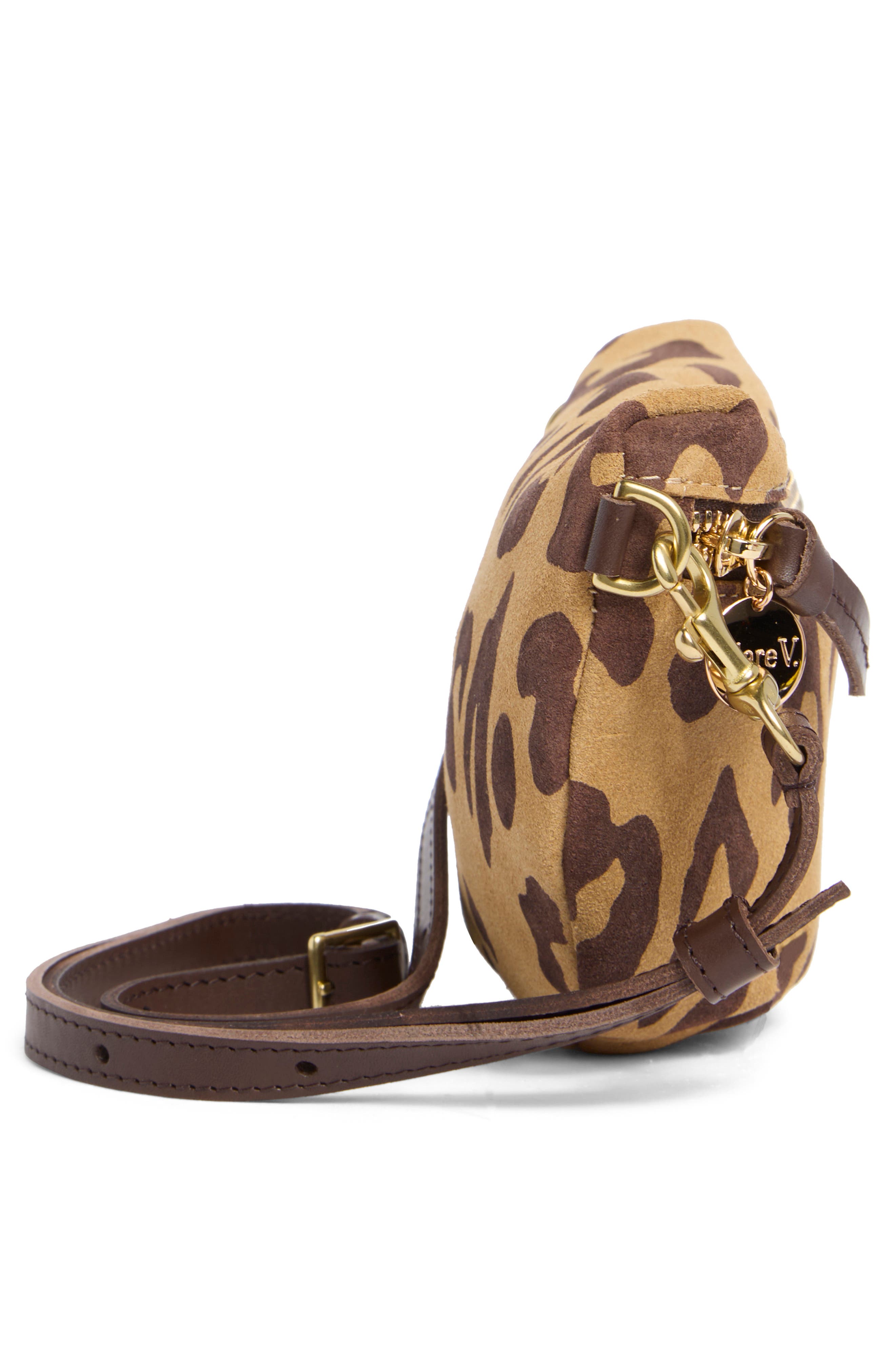 Clare V. Petite Pablo Cat Suede Belt Bag, Alternate, color, Lark/ Brown