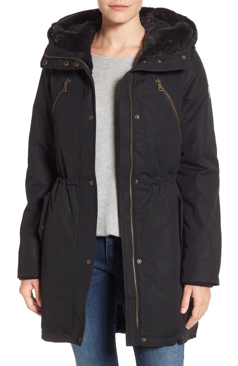 Vince Camuto Cotton Canvas Anorak with Faux Fur Trim Hood, Main, color, 