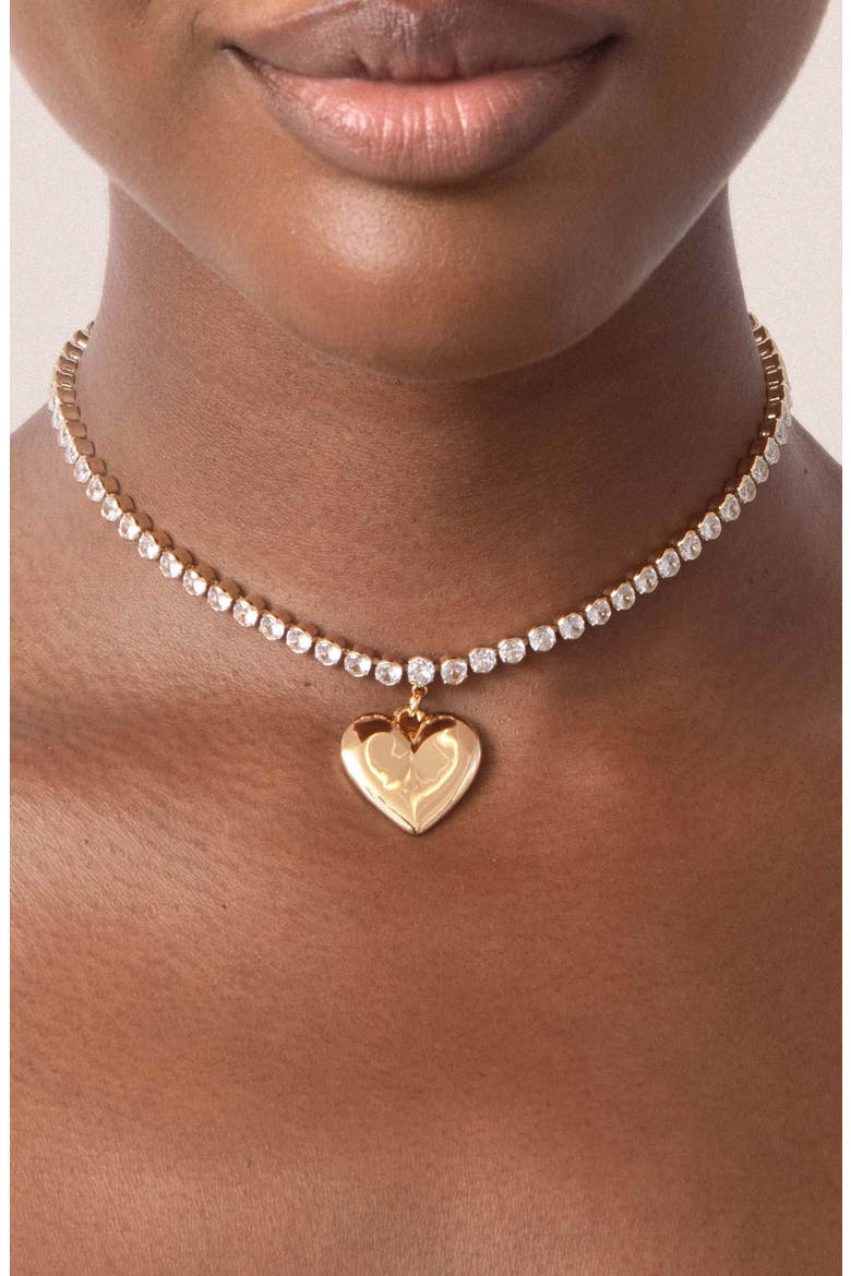 Luminous Love Tennis Necklace, Alternate, color, GOLD