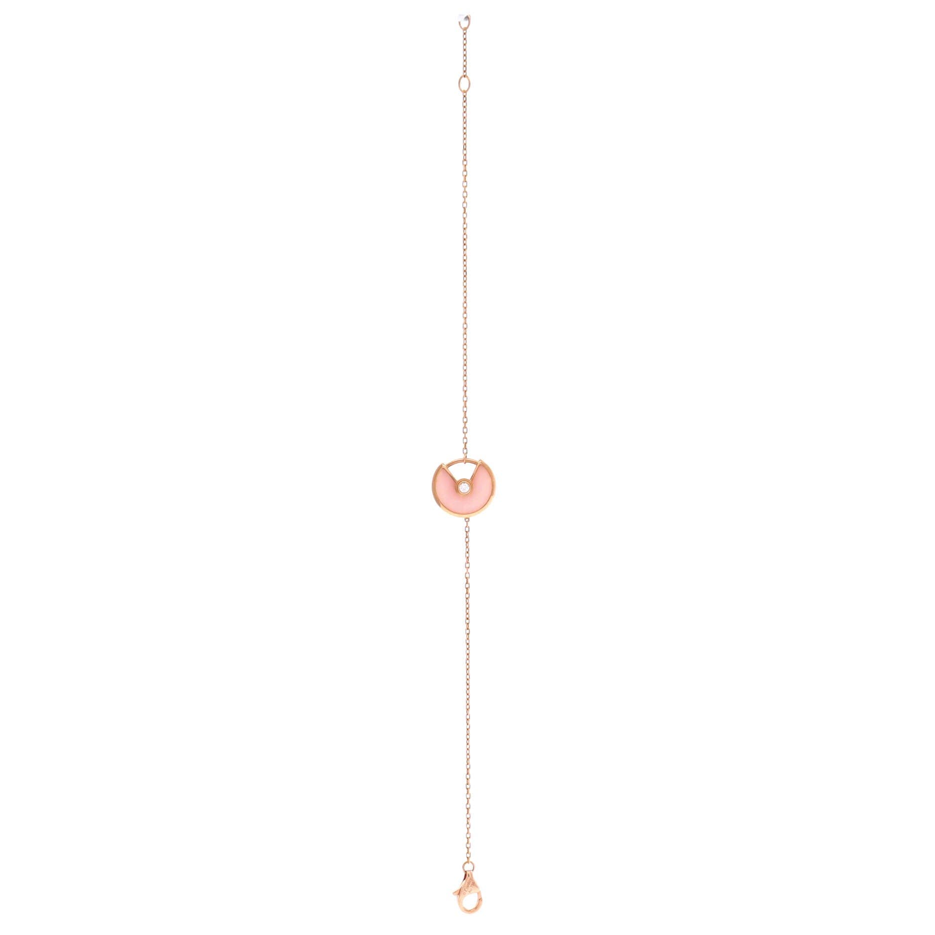 Amulette de Cartier Bracelet 18K Rose Gold with Diamond and Pink Opal XS, Alternate, color, Metallic Gold