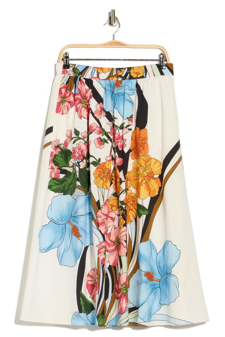 Print Poplin Skirt, Alternate, color, WHITE FLORAL SWIRL PRINT