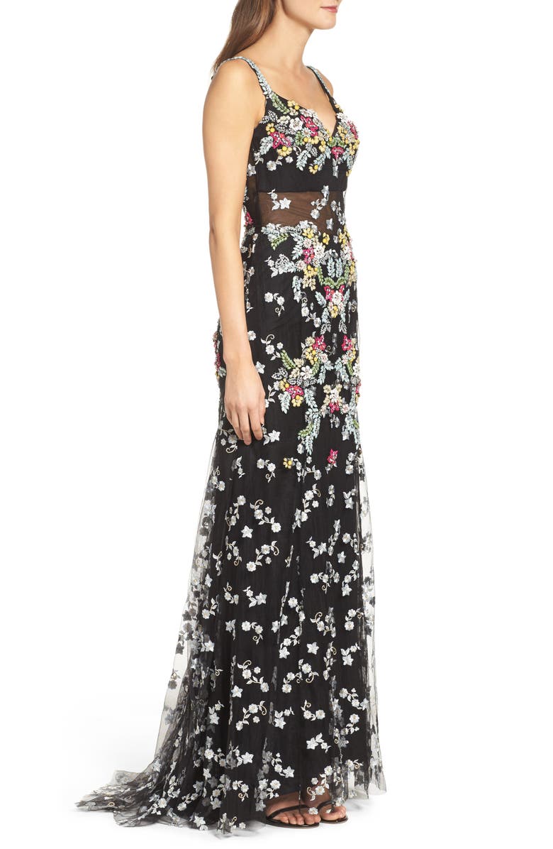 Mac Duggal Embroidered Mesh Gown, Alternate, color,
