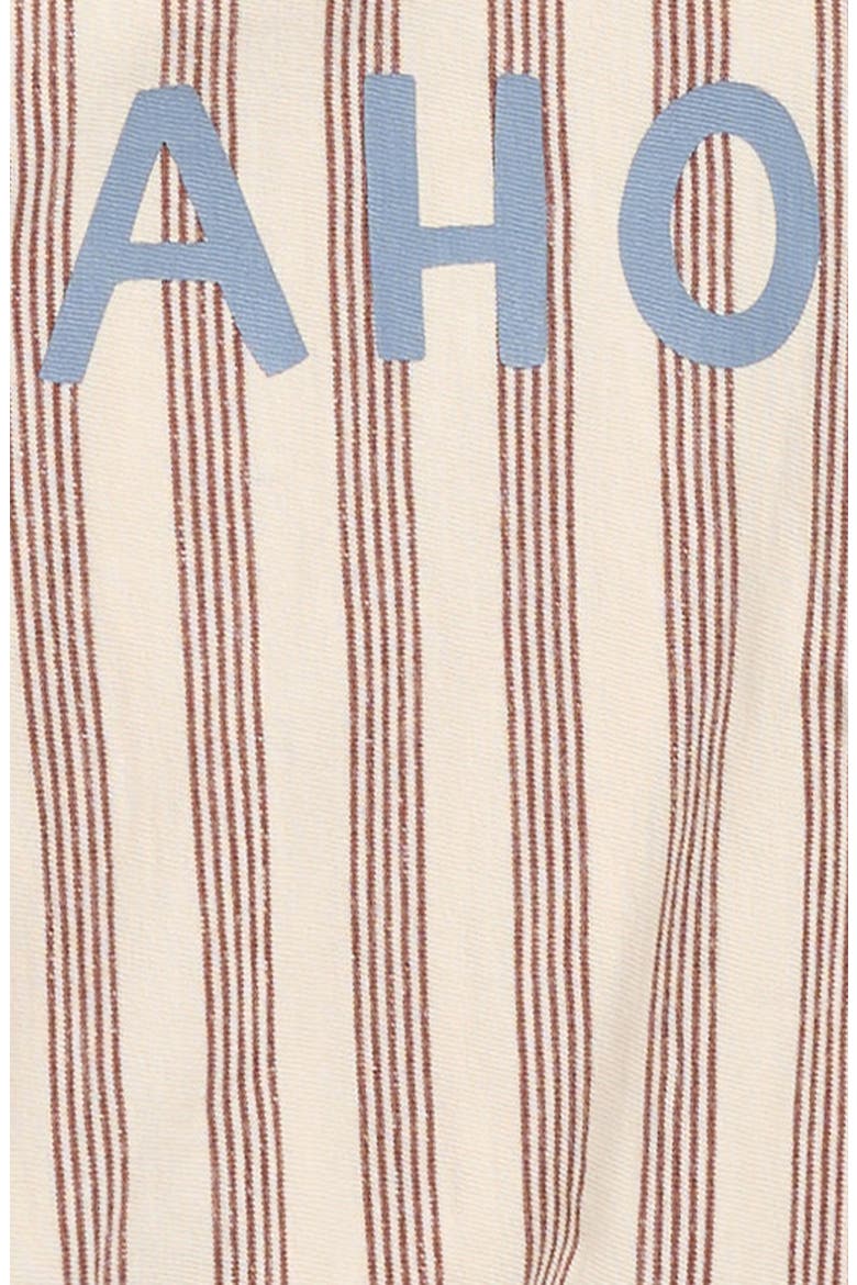 Ahoy Stripe Cotton Bubble Romper, Alternate, color, BROWN