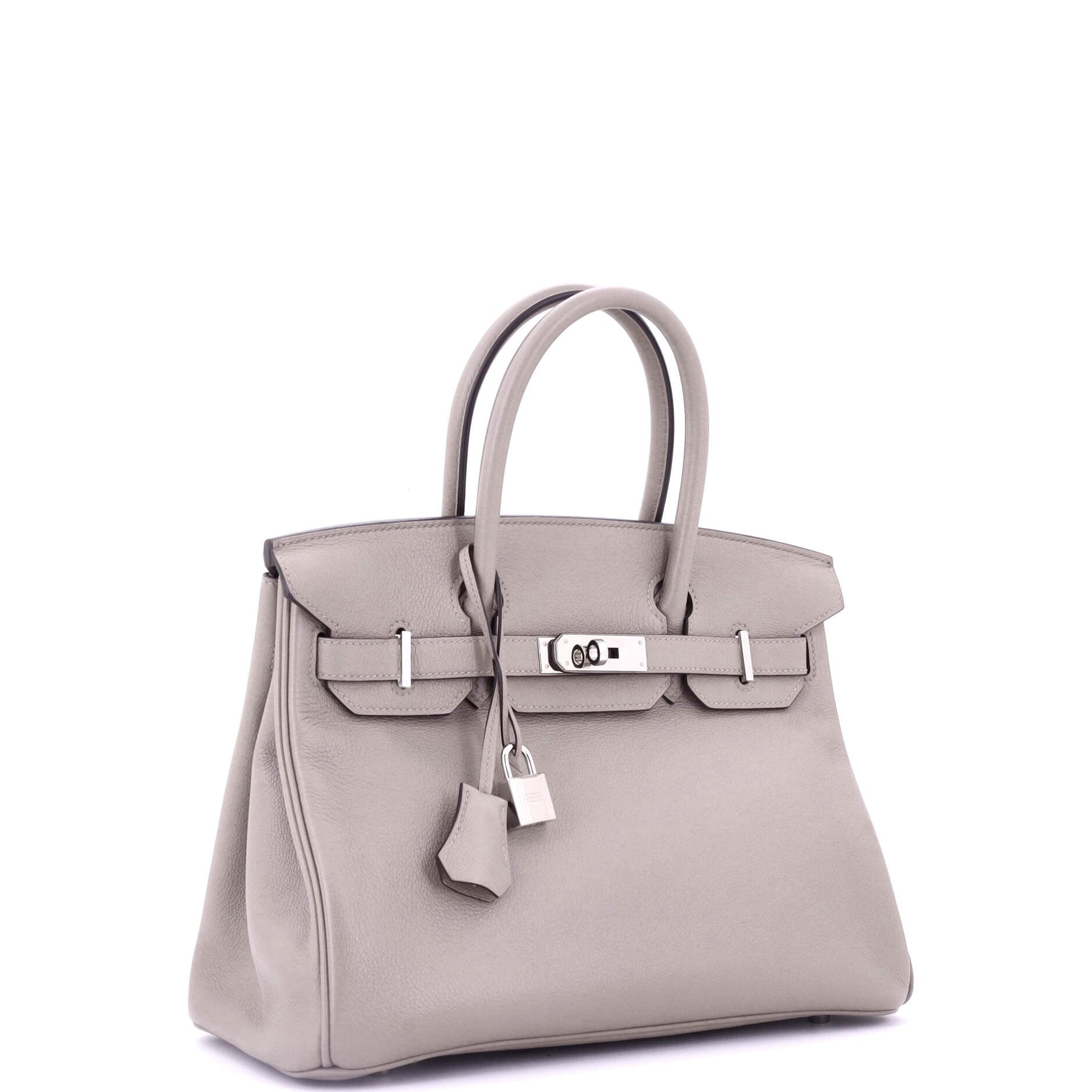 Pre-Owned Hermes Birkin Handbag Grey Novillo with Palladium Hardware 30, Alternate, color, 
