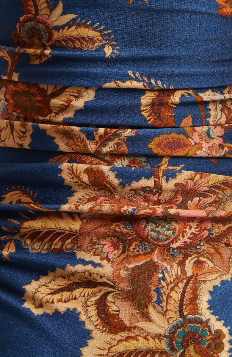 Zimmermann Aster Wide Link One-Piece Halter Swimsuit, Alternate, color, Navy Jacobean