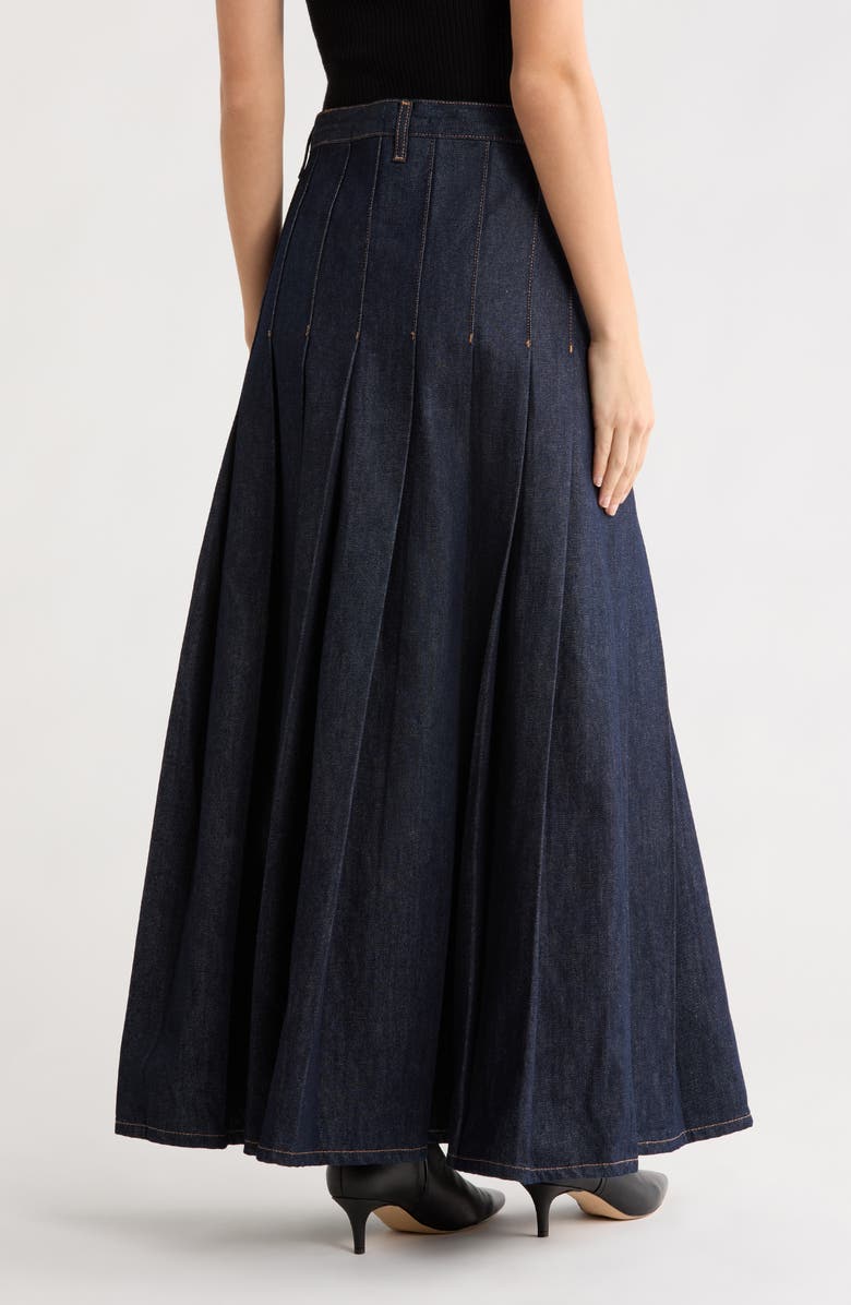 Topshop Pleated Denim Maxi Skirt, Alternate, color,