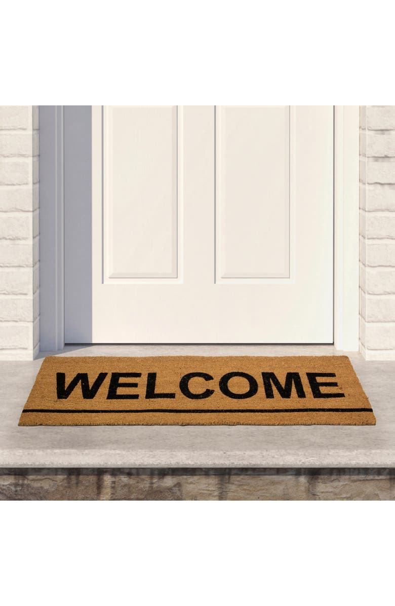 Northlight Natural Coir Outdoor Rectangular "Welcome" Doormat 16" x 48", Alternate, color, Brown